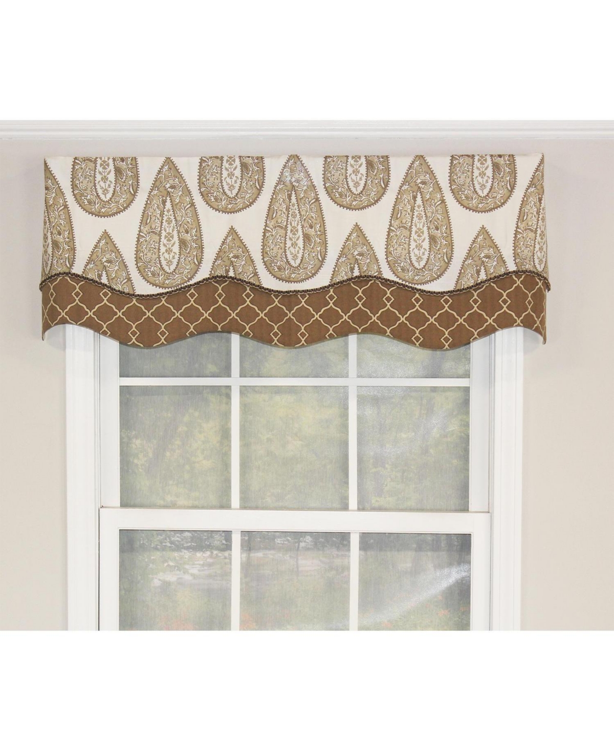 Rlf Home Yorkshire Window Treatment Glory Premium Quality Valance 3" Rod Pocket 50" x 16" Cafe