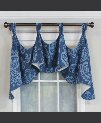 Paisley Tab Window Treatment Premium Quality Valance 4" Top Tabs 50" x 20" Blue
