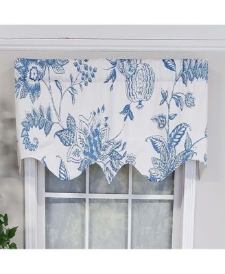 Natalia Regal Valance High Quality Window Treatment 3" Rod Pocket 50" x 17" Cyan Blue/White