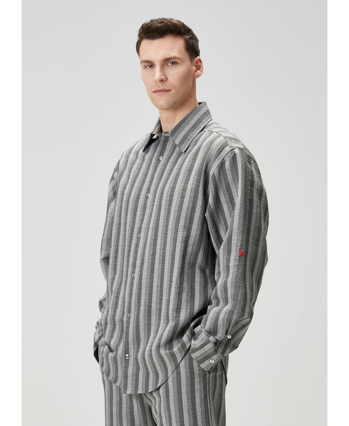 Pcfg Men's Linen-Blend Checked Woven Button-Up Shirt