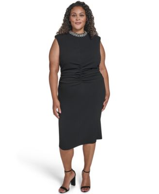 Eliza J - Plus Size Side Ruched Mock Neck Dress