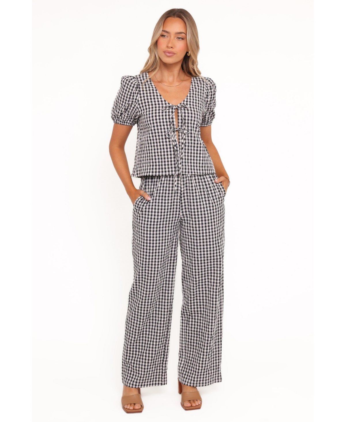 Petal and Pup Women's Hilda Pant Set - Black Gingham