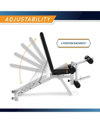 Marcy Powder Coated Steel Home Gym Multipurpose Adjustable Weight Bench, White