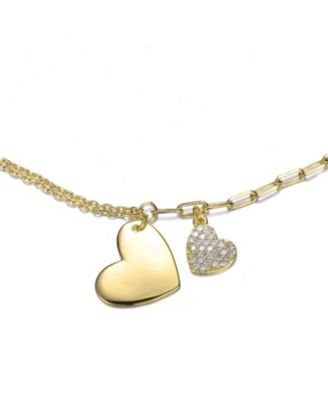 Sterling Silver Hearts Cubic Zirconia Adjustable Bracelet For Kids/Teens