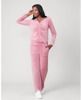 Women's Ruched Zip-Up Velour Set