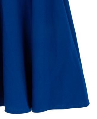 Girls' 7-16 Lace and Scuba Crepe Skater Short-Sleeve Dress