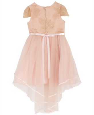 Girls' 2T-6X Round Neck High-Low Hem Party Dress
