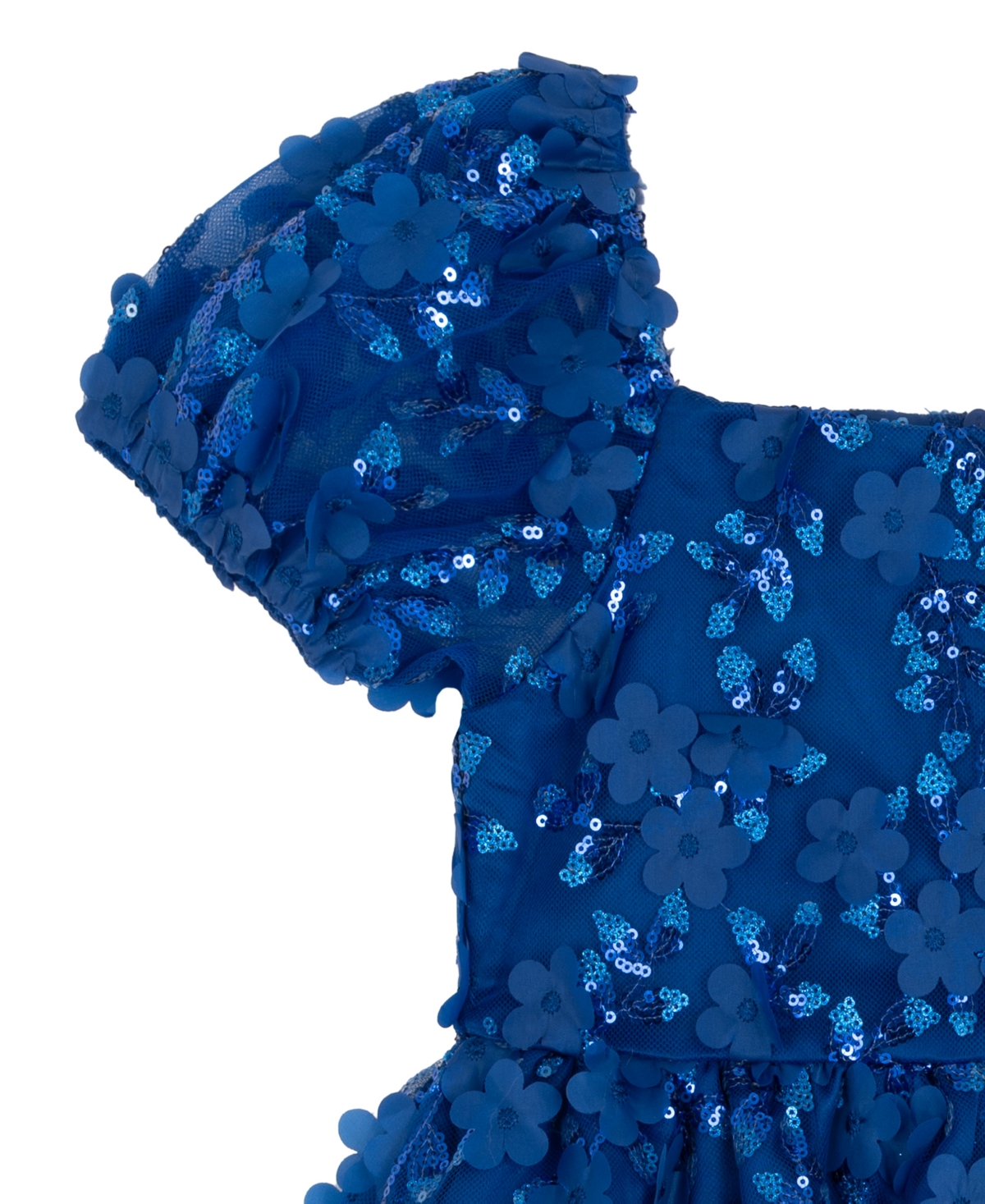 Rare Editions Girls 2T-6X Square Neck Floral Applique Mesh Dress