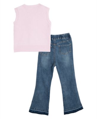 Girls' 4T-6X Sweater Vest and Flare Jeans, 2-Piece Set