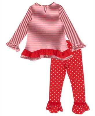 Girls' 4T-6X Long-Sleeve Striped Top and Leggings, 2-Piece Set