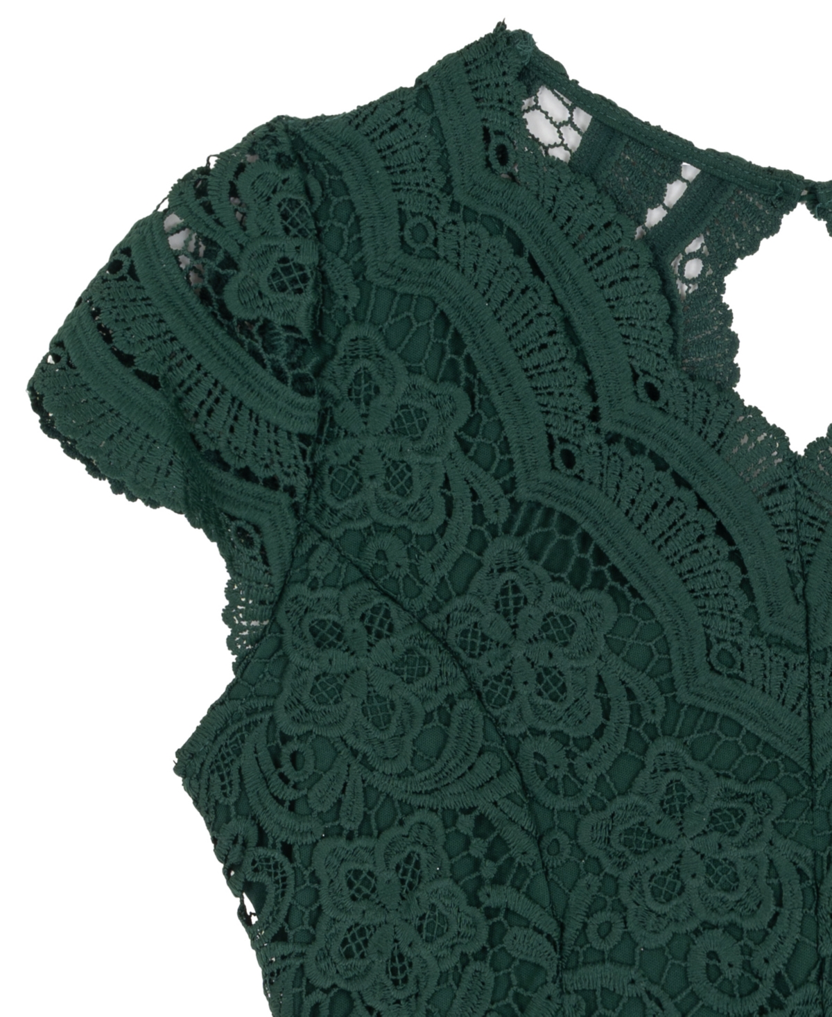 Rare Editions Girls 7-16 Lace And Skater Short-sleeve Dress In Green