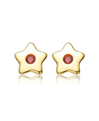 Kids 14k Gold Plated Cubic Zirconia Five-Point Lucky Little Star Stud Earrings