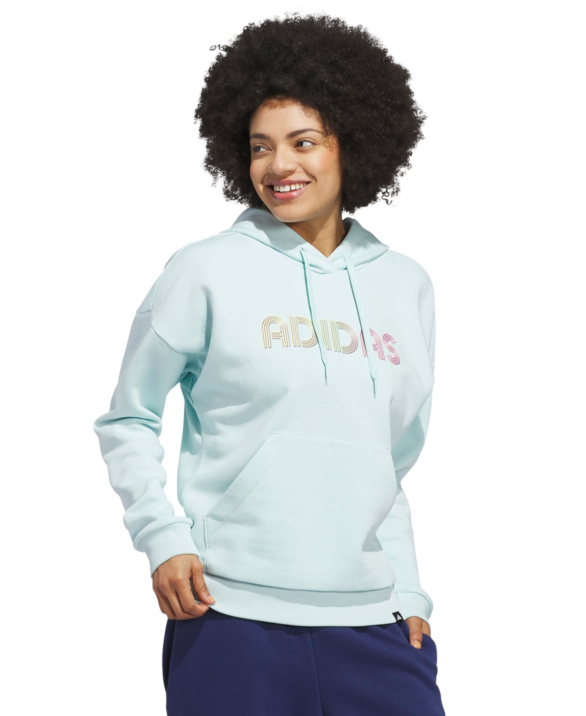 Adidas Originals Women's Wordmark Graphic Hooded Sweatshirt In Green