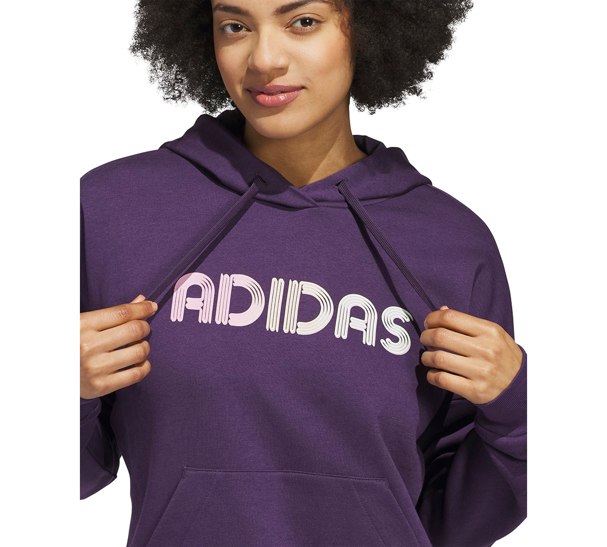 Adidas Originals Women's Wordmark Graphic Hooded Sweatshirt In Purple