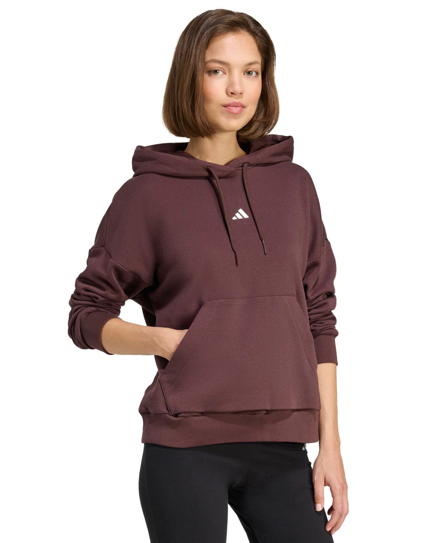 Женское худи adidas Essentials Long-Sleeve Logo, цвет: Теневой коричневый / Белый — фото 4