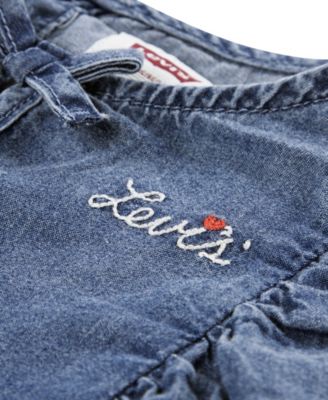 Girls' 4-6X Ruffle Round Neck Top and Heart Pocket Pants, 2-Piece Set