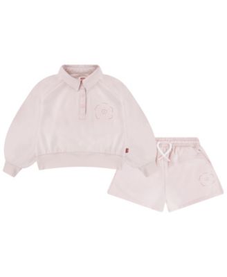 Levi's - Girls Toddler 2T-4T 2-Piece Collar Sweatshirt and Shorts Set