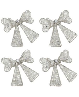 Beaded Bow Napkin Ring, Set of 4