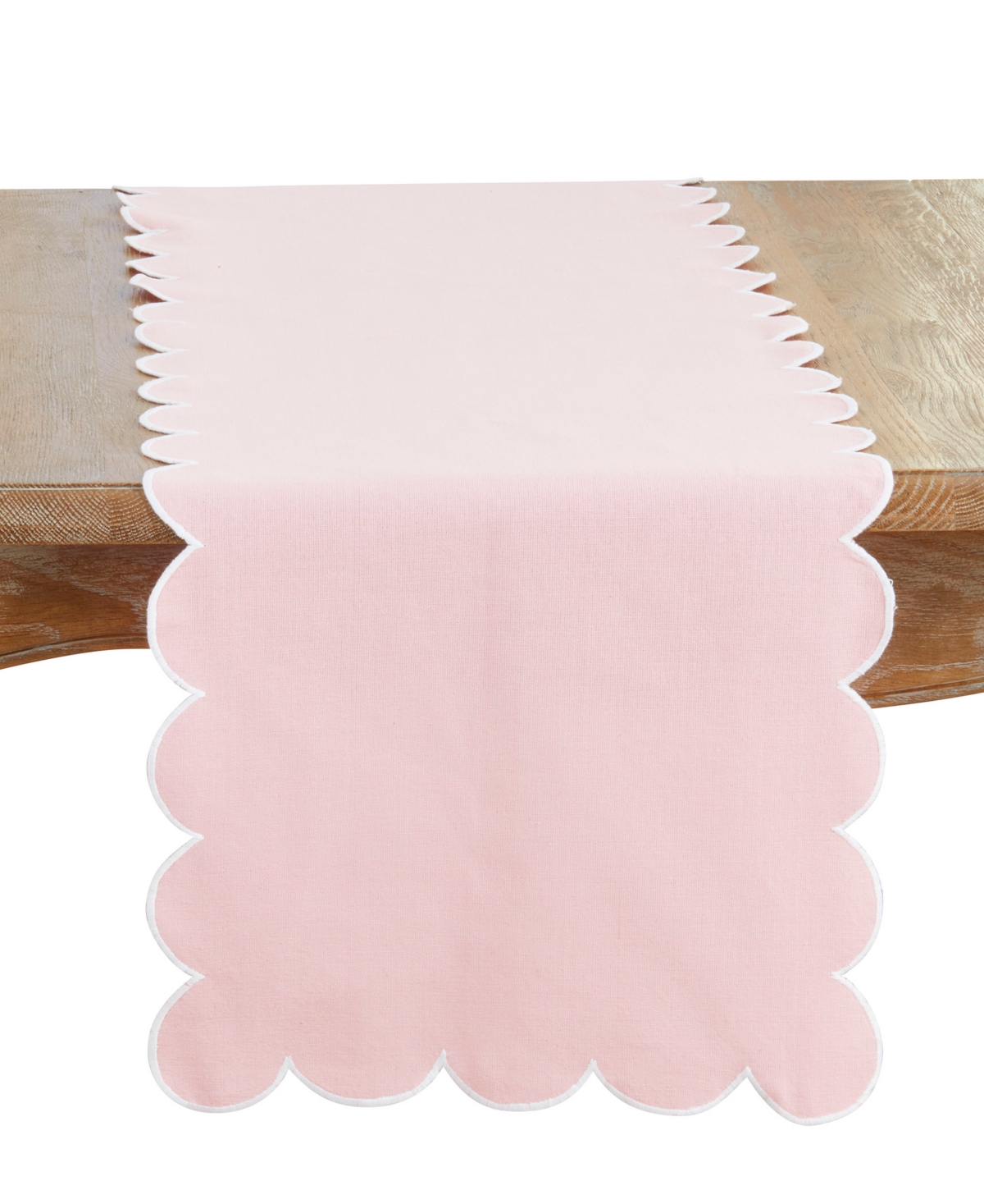 Saro Lifestyle Scalloped Table Runner, 16" X 72" In Pink
