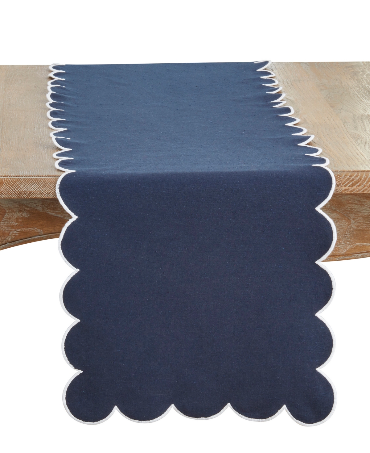 Saro Lifestyle Scalloped Table Runner, 16" X 72" In Blue