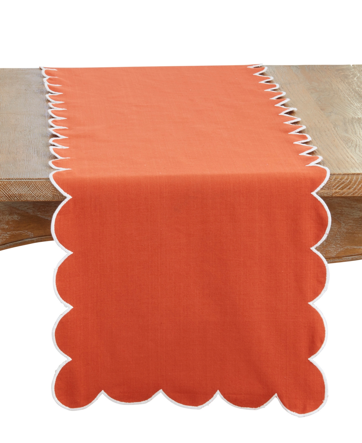Saro Lifestyle Scalloped Table Runner, 16" X 72" In Brown
