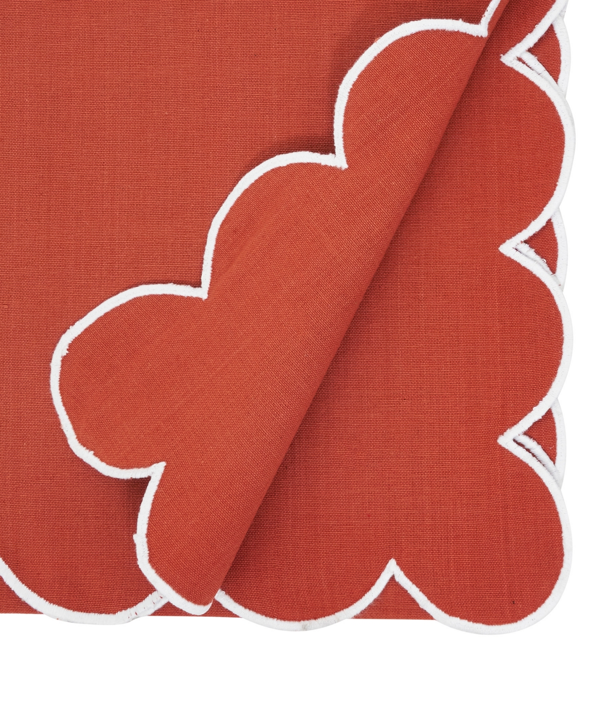 Saro Lifestyle Scalloped Table Runner, 16" X 72" In Brown