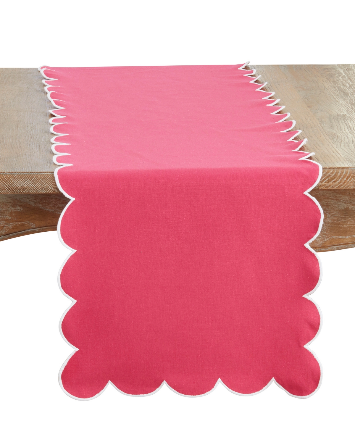 Saro Lifestyle Scalloped Table Runner, 16" X 72" In Pink