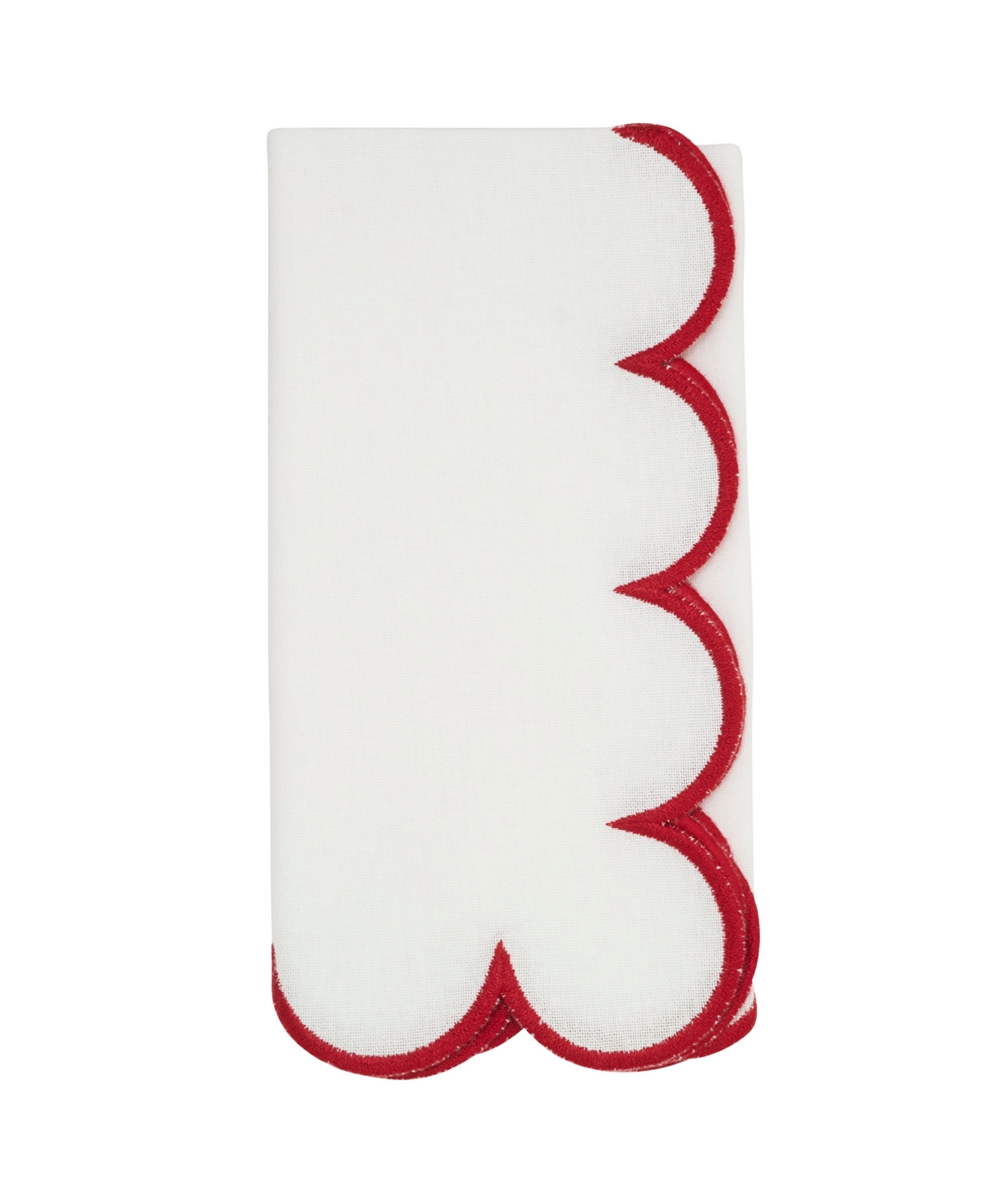 Saro Lifestyle Scalloped Hem Napkin, Set Of 4 In Red
