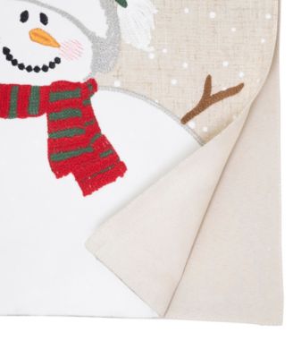Linen Blend Snowman Table Runner, 16" x 70"
