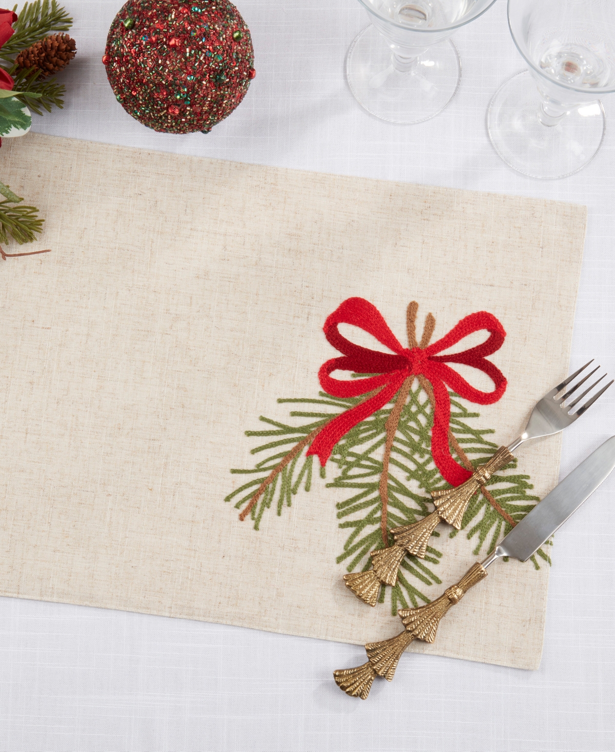 Saro Lifestyle Linen Blend Frosted Pine Placemat, Set of 4