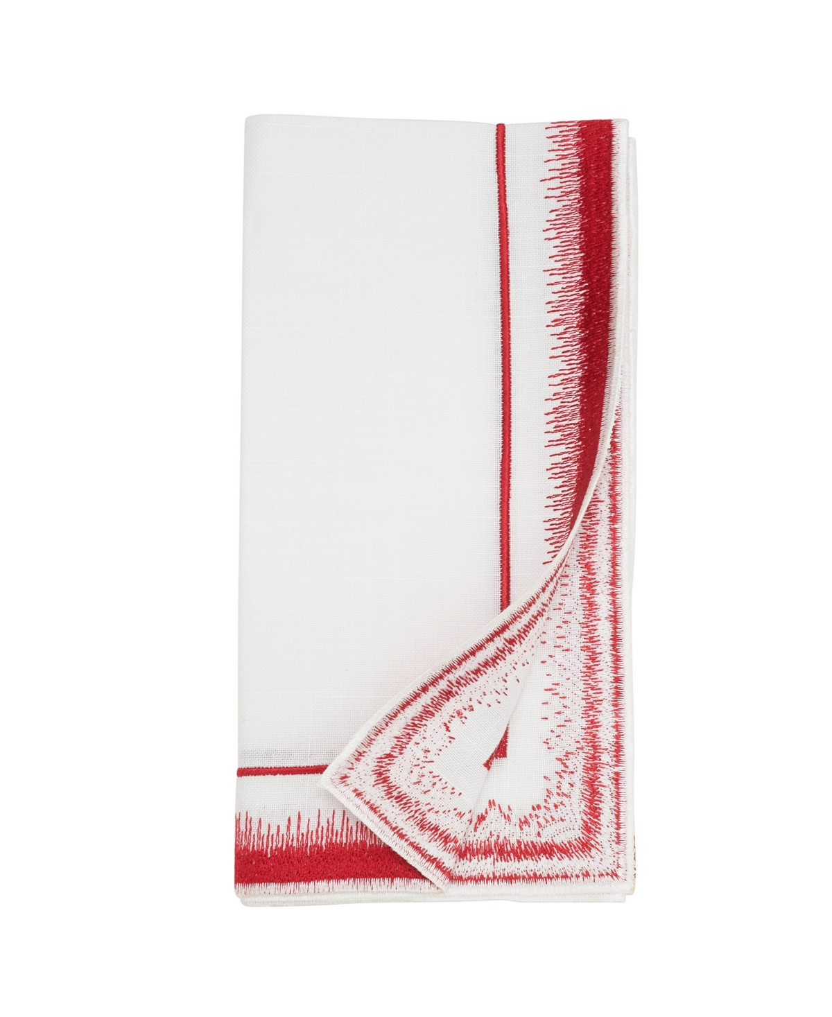 Saro Lifestyle Elegant Embroidery Detail Napkin, Set Of 4 In Red
