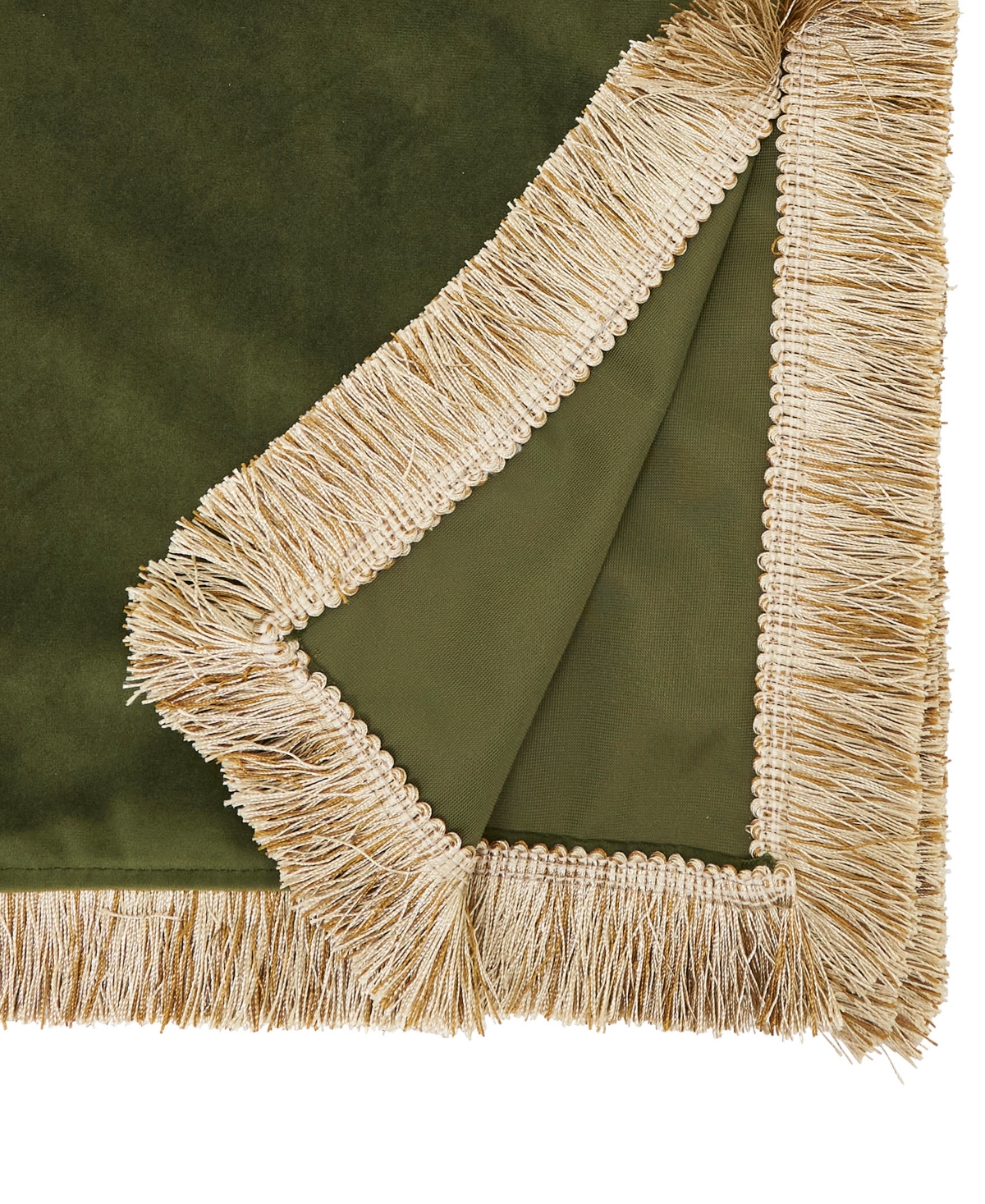 Saro Lifestyle Velvet Fringe Table Runner, 16" X 72" In Green
