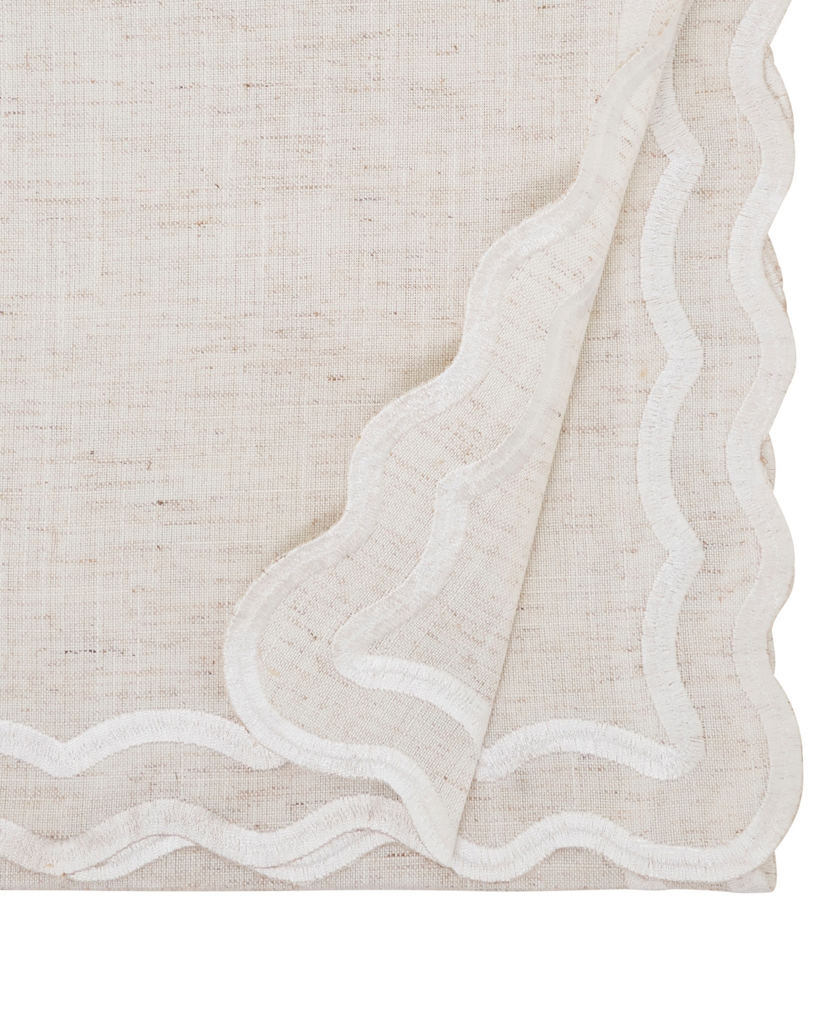 Saro Lifestyle Scalloped Border Table Runner, 16" X 72" In Brown