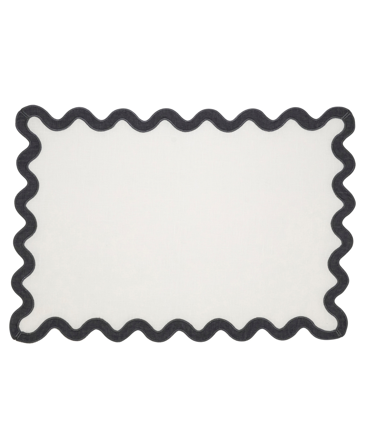 Saro Lifestyle Linen Eco Scallop Border Placemat, Set Of 4 In Gray