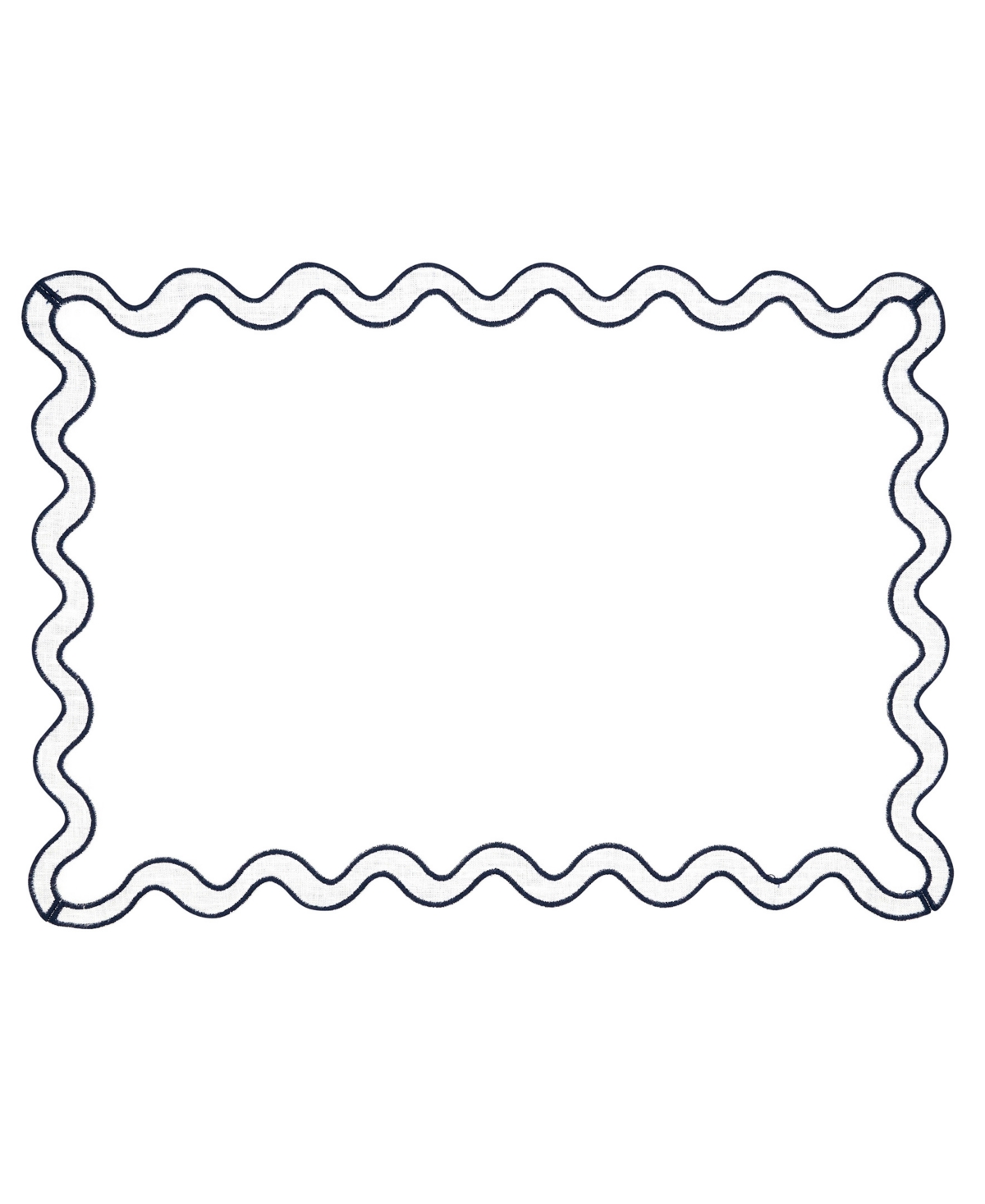 Saro Lifestyle Linen Eco Scallop Border Placemat, Set Of 4 In Blue