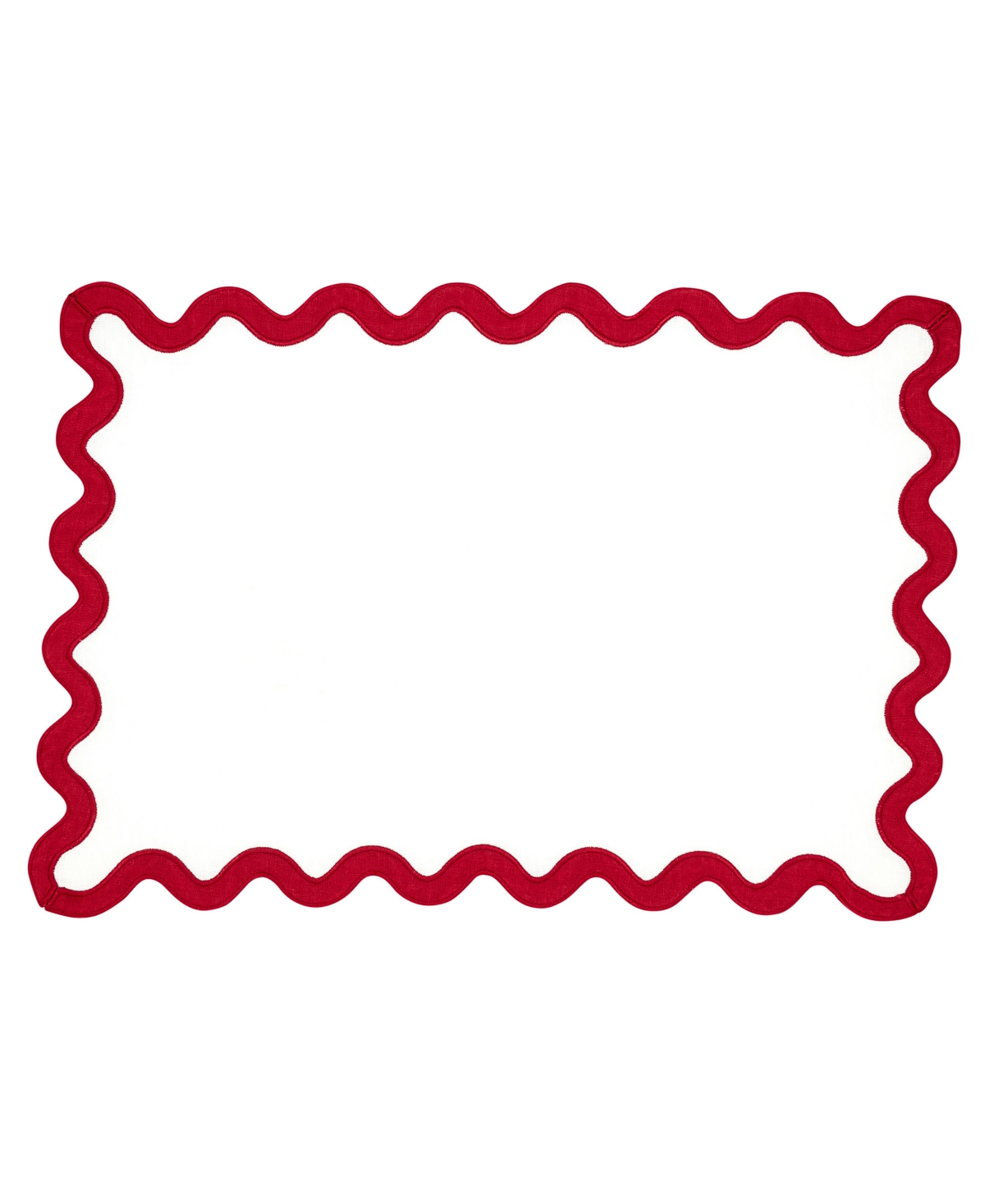 Saro Lifestyle Linen Eco Scallop Border Placemat, Set Of 4 In Red