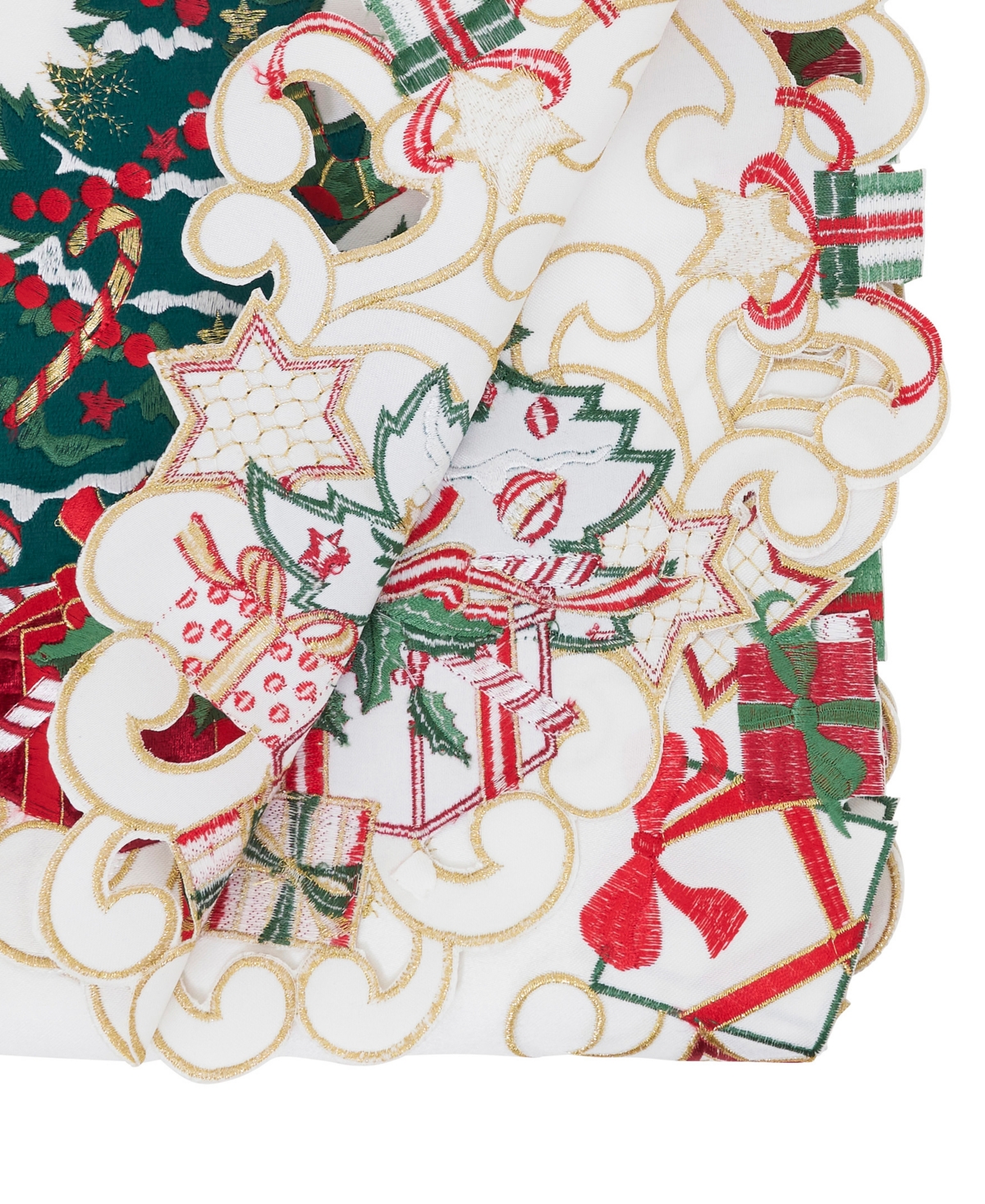 Saro Lifestyle Christmas Tree Table Runner, 14" X 72" In White