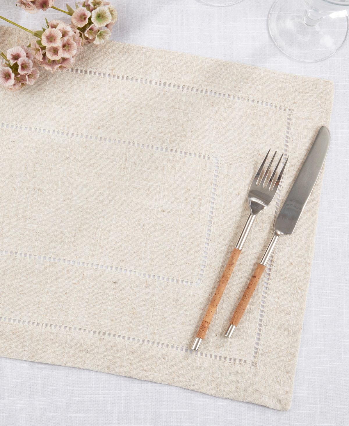 Saro Lifestyle Linen Blend Toscana Double Hemstitched Placemat, Set of 12