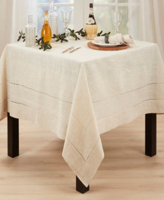 Linen Blend Toscana Double Hemstitched Tablecloth, 90" x 90"