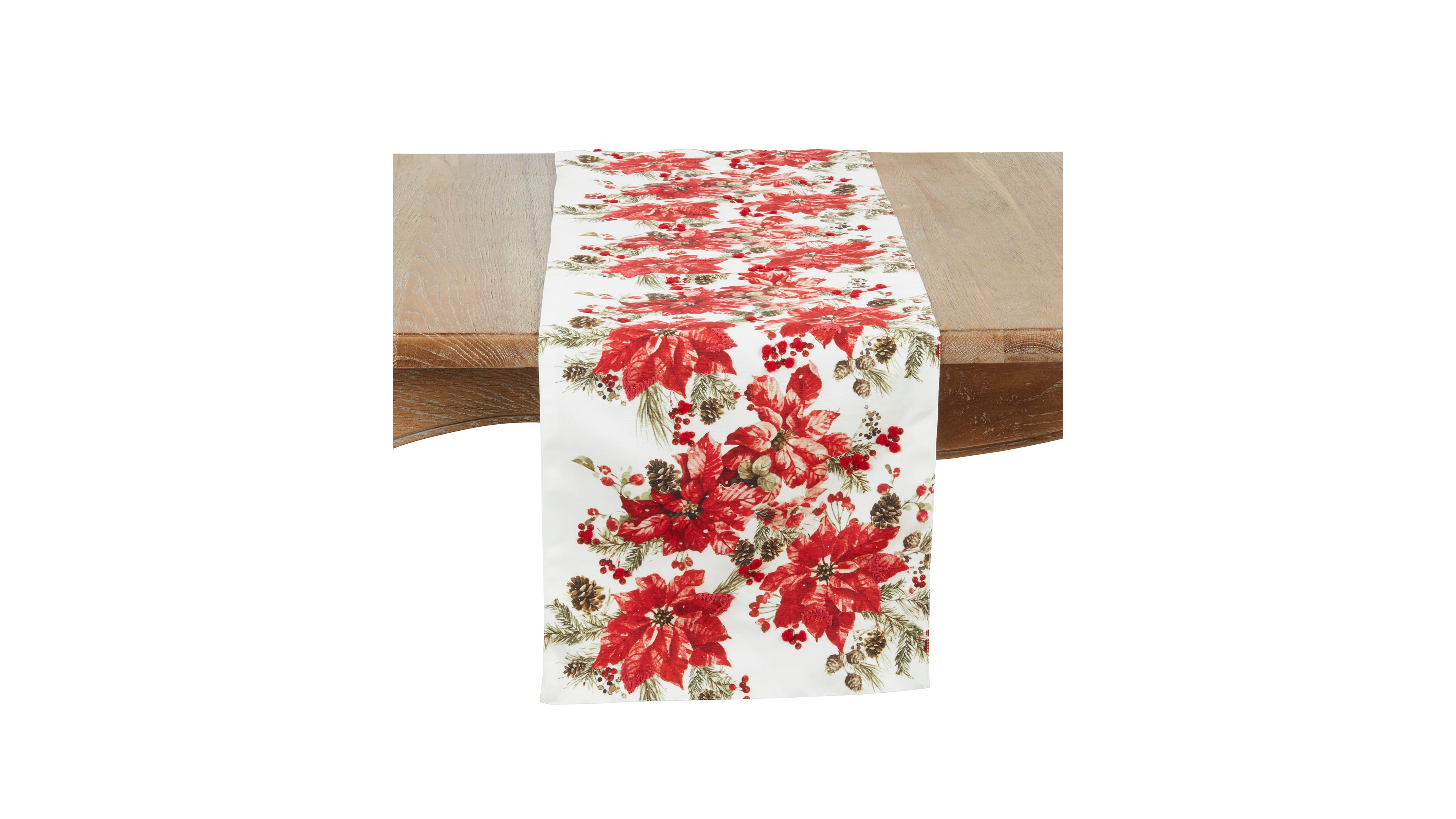 Saro Lifestyle Poinsettia Table Runner, 16" x 72"