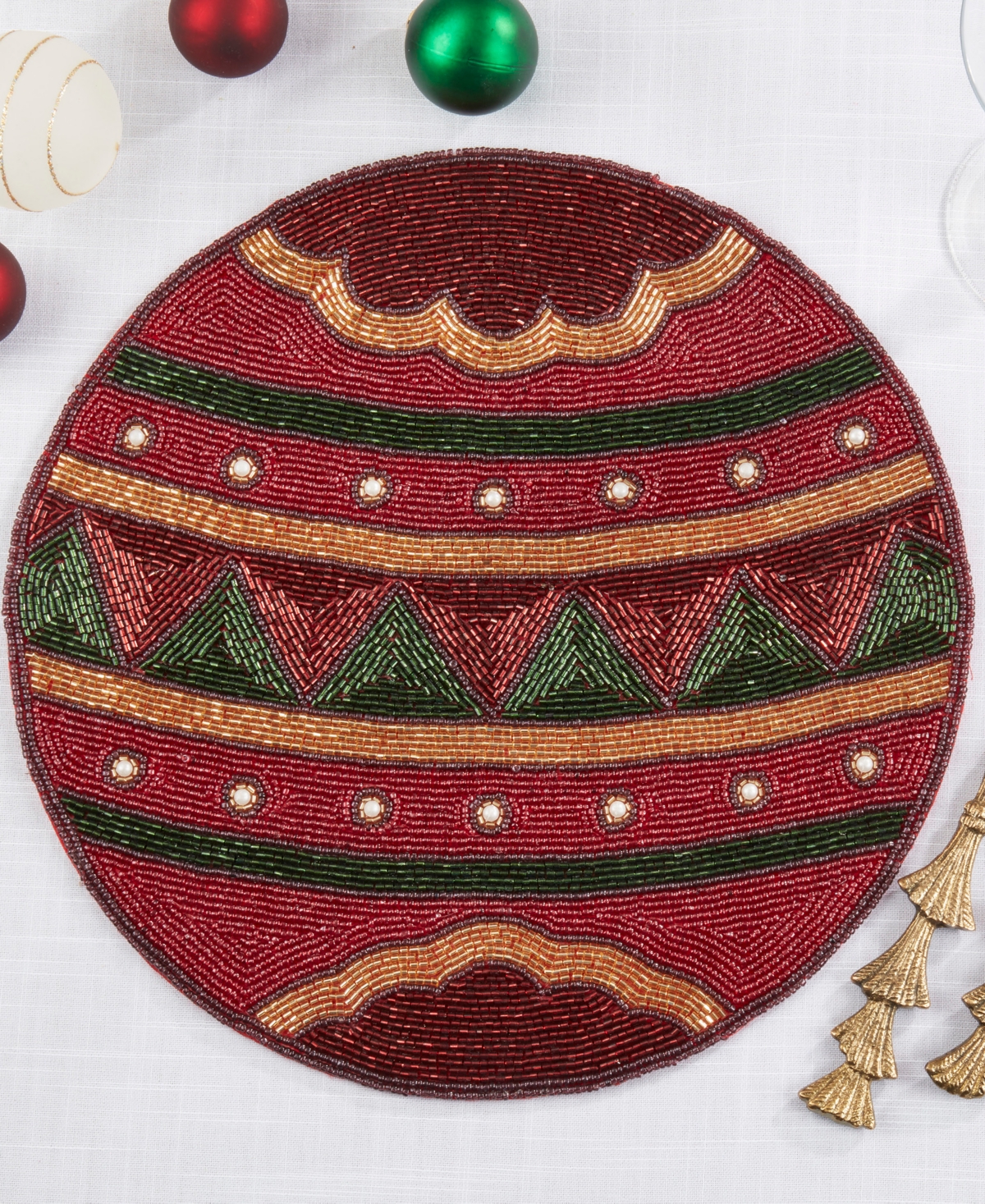 Saro Lifestyle Beaded Ornament Placemat