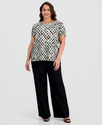 Plus Size Crewneck Tulip-Sleeve Top 