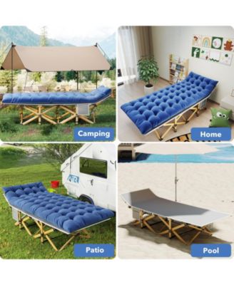 Folding Camping Cot with Removable Cotton Mattress for Office, Home and Beach