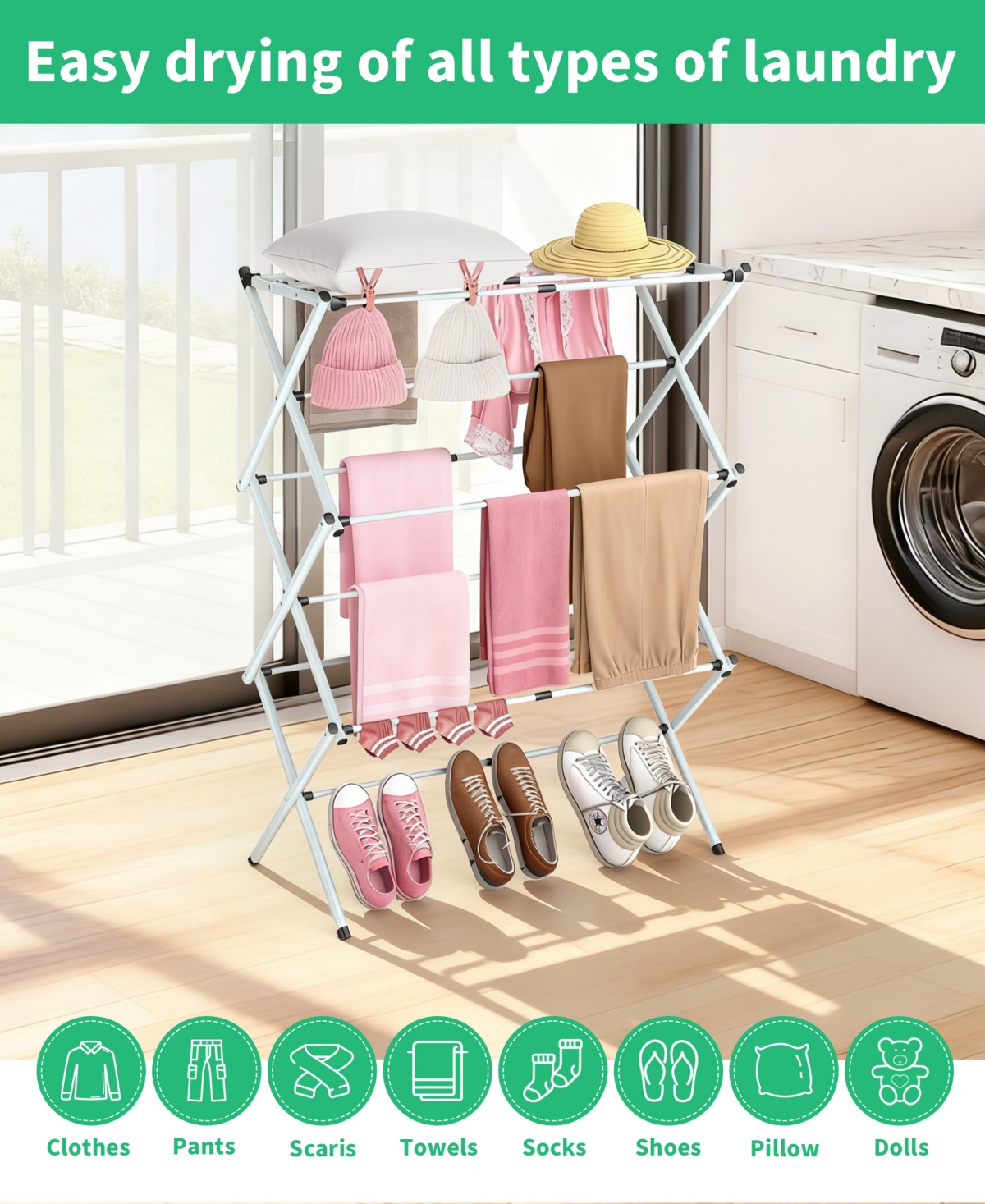 Givimo White Folding Metal Drying Rack