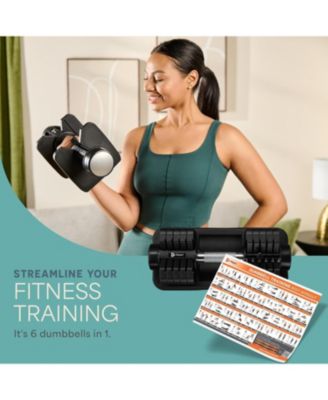 Adjustable Dumbbell Set with Rack – 5-in-1 Quick-Change Hand Weights, 15lb, 25lb, or 43lb – Compact Adjustable Dumbbells for Men & Women