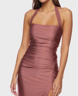 Juniors' Halter Neck Back Tie Gown