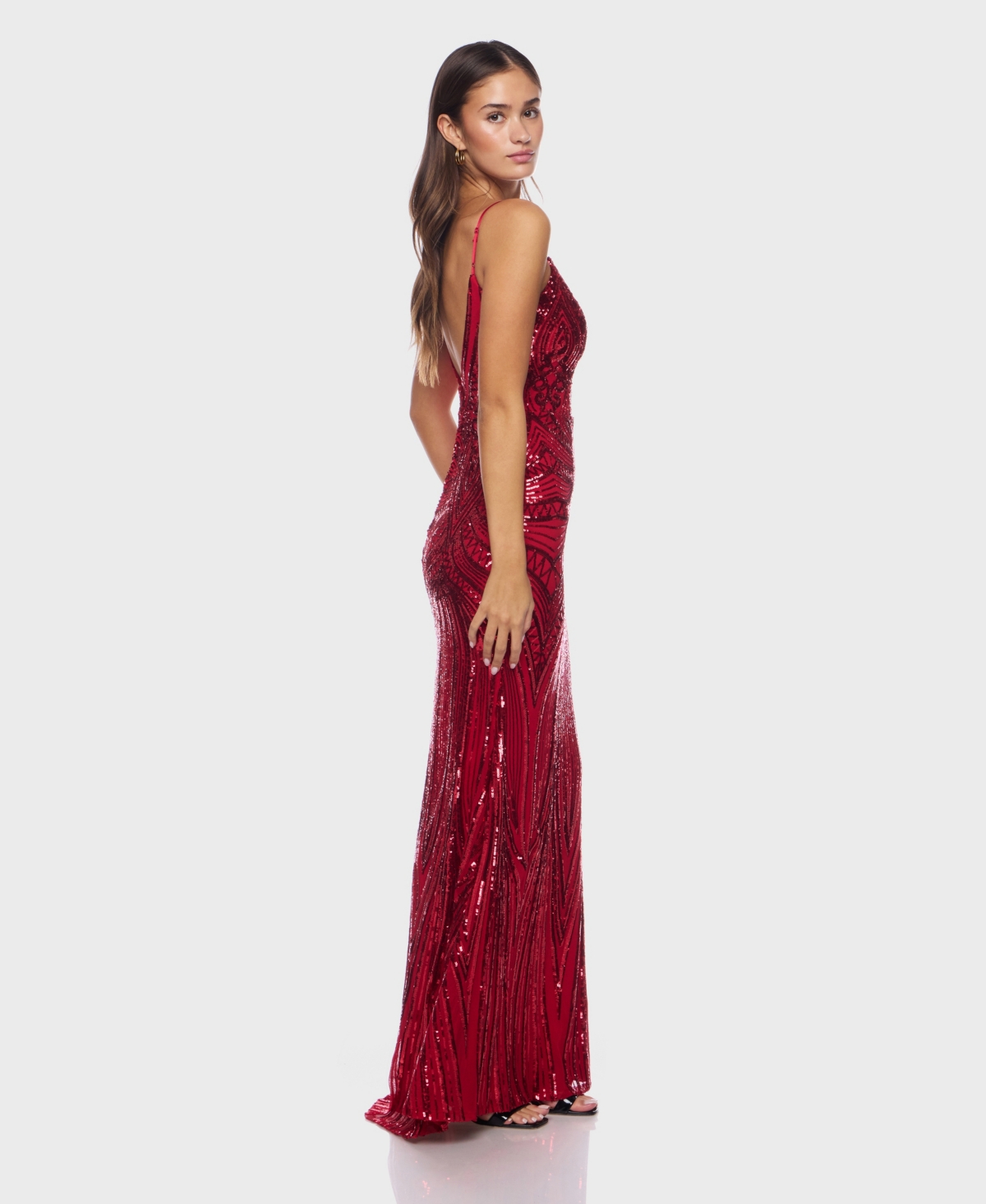 Alex & Sophia Juniors' V-neck Sequined Dress In Red