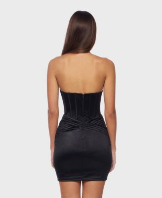 Juniors' Strapless Bustier Pleated-Waist Dress