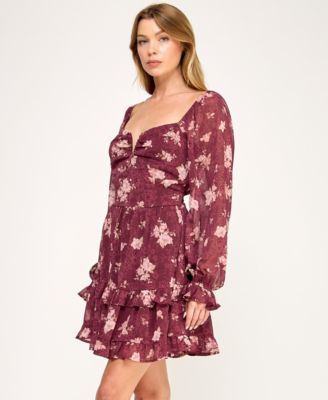 Juniors' Long-Sleeve Double Tier Dress