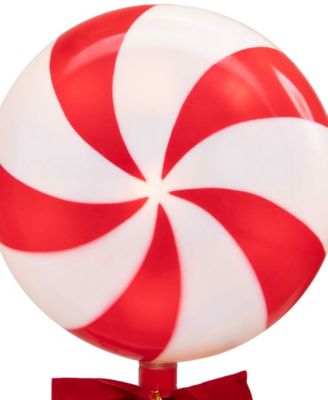 Lighted Peppermint Candy Christmas Outdoor Pathway Markers, Set of 3